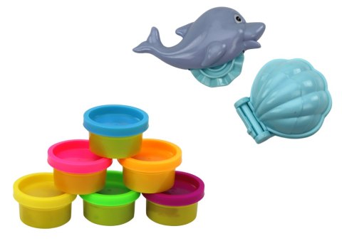 Zestaw Ciastoliny Dinozaur 6 Kolorów Formy Delfinek Muszelka Zestaw Ciastoliny Dinozaur 6 Kolorów Formy Delfinek Muszelka